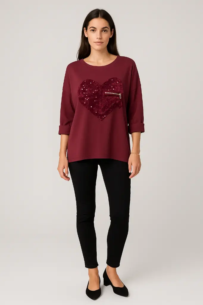 Sequin heart sweatshirt