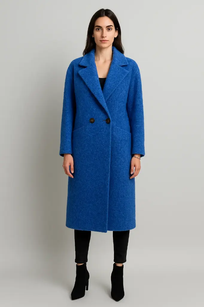 Double-Breasted Longline teddy Coat (Black)