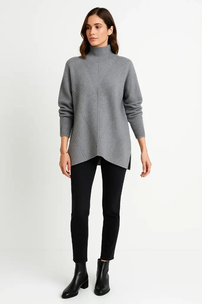 V Neck Long Sleeves Jumper with subtle embellishments on Shoulder