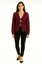 Golden Button Detailed, 100% Viscose Knitted Cardigan