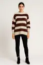 Long sleeves , dropped shoulders , striped knited jumper