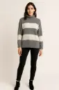 Grey & cream stripe knit — soft, casual